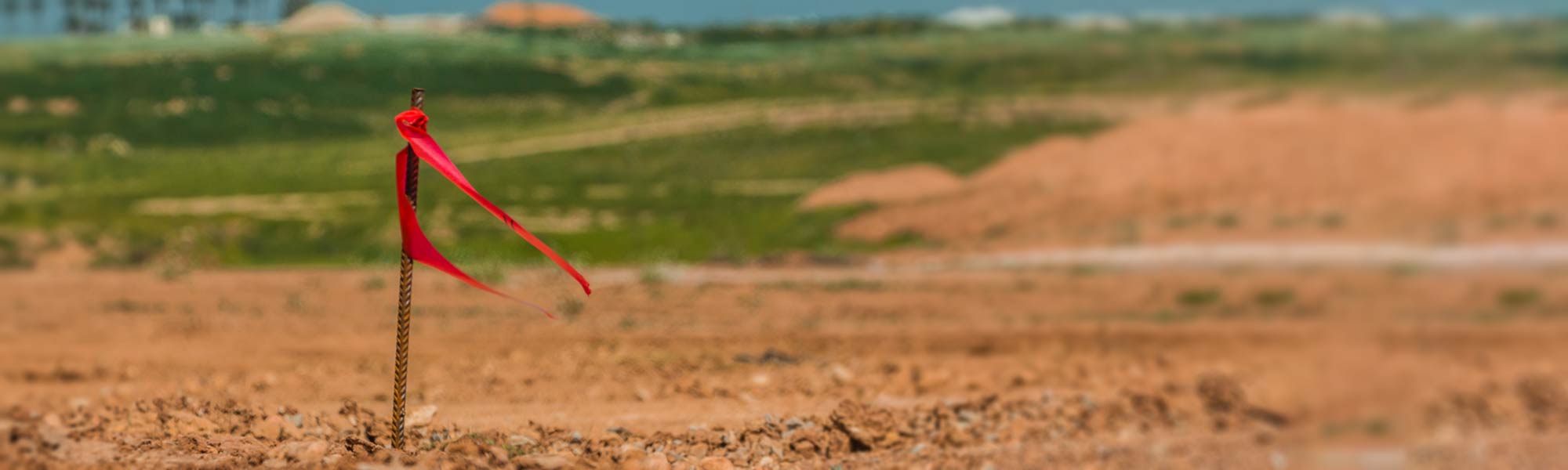 Marker on construction site to mark position for geotechnical drilling