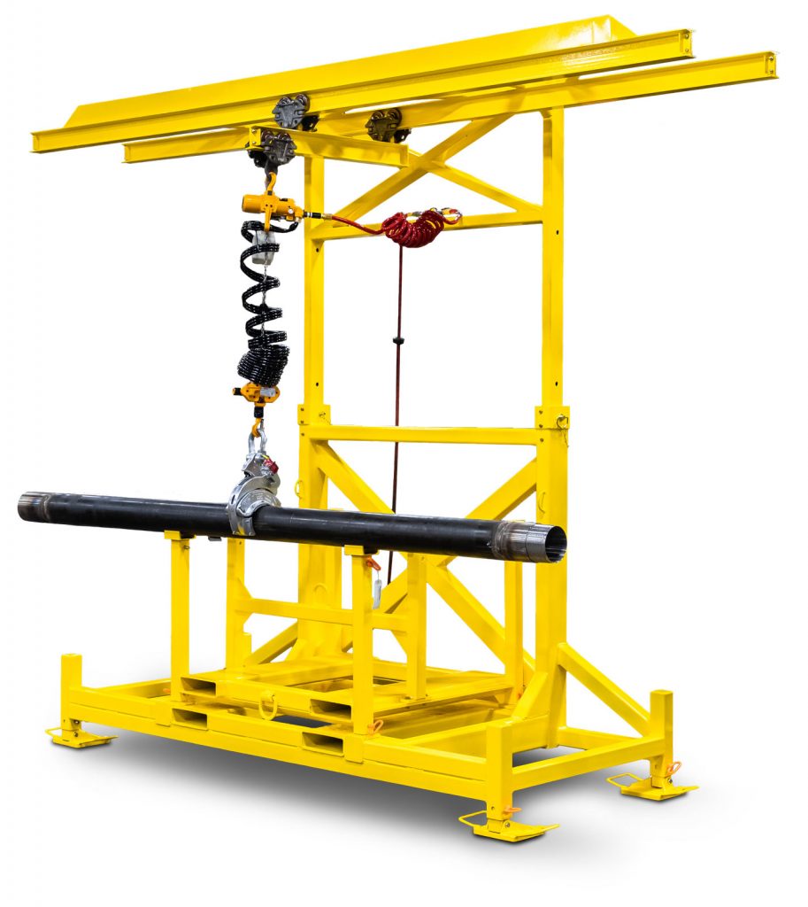 TUG Pipe handling system for compact crawler sonic drill rigs